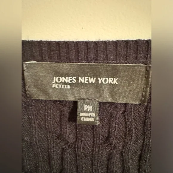 NWOT Jones New York Women’s Sweater Cardigan Top In Black Size PM - Picture 8 of 9